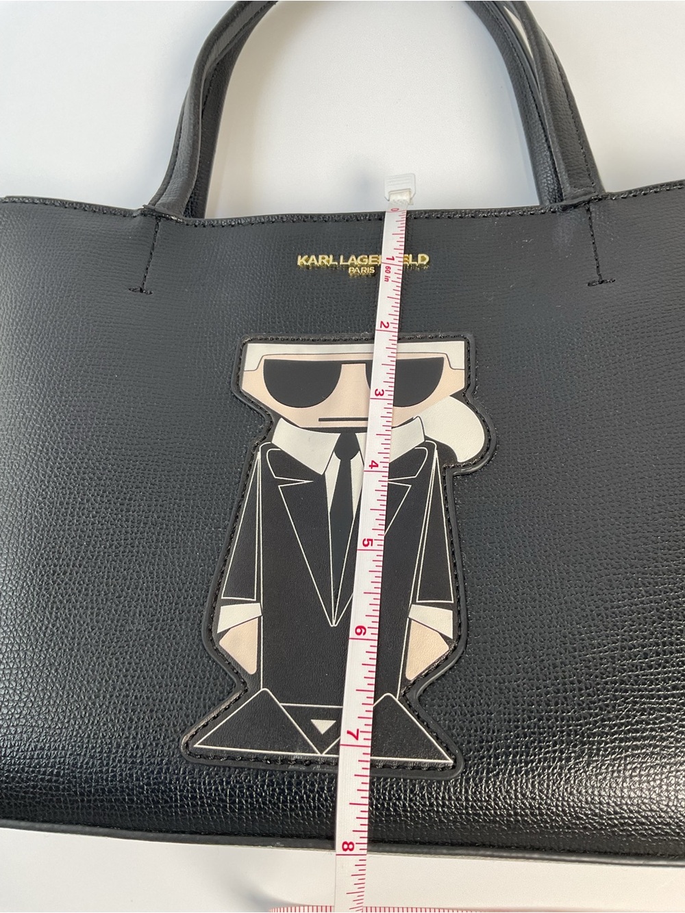 Karl Lagerfeld Paris Black Tote Bag K/Ikonik Logo Pebbled Leather Large - Picture 11 of 12